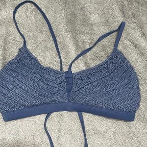 Blue crochet bikini top